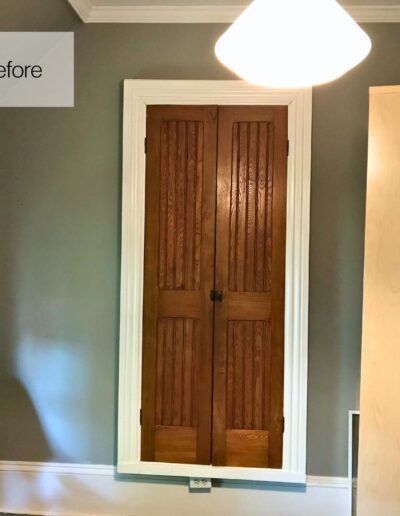 Wood interior door and wall before bathroom renovation in Kemptville