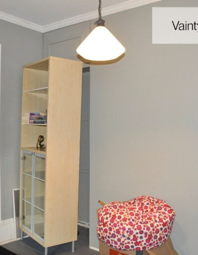 Corner wall with pendant light before bathroom renovation in Kemptville
